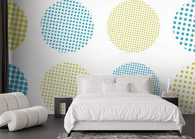 かわいいドット・ハーフトーンの円セット　ベクター　和風　和柄　Abstract dot circle, circle halftone geometric dot gradient Wall mural